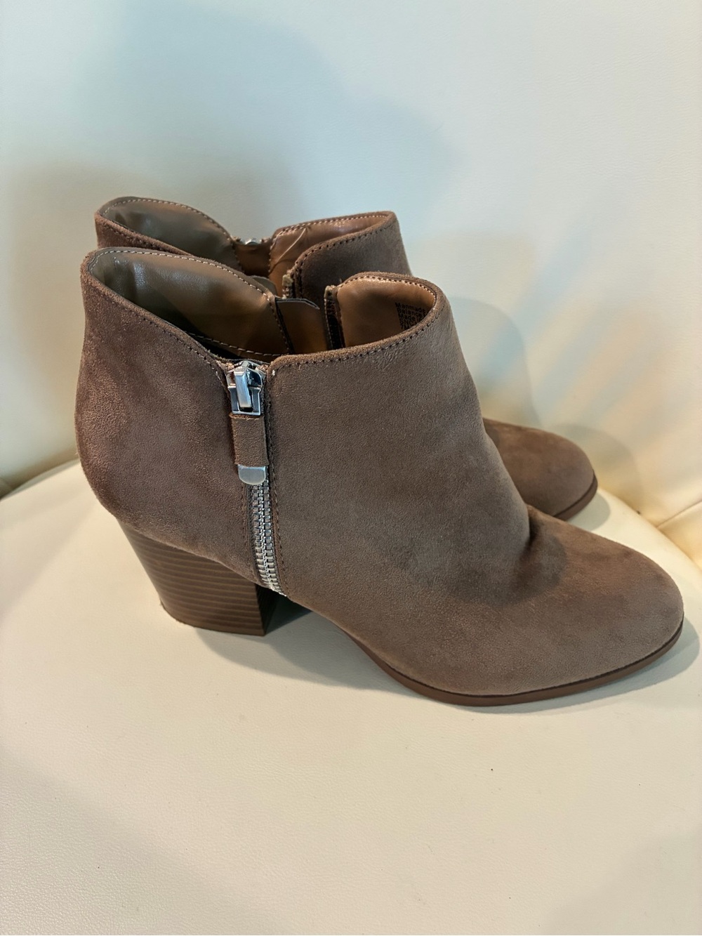 Style & Co. Taupe Suede Side-Zip Ankle Booties